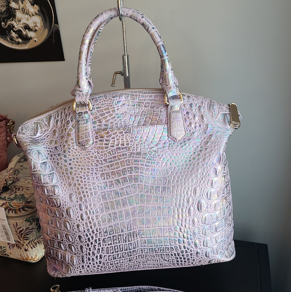NWT Brahmin Large Duxbury Violet Wonderland w matching NWT Ady & Lennon Wallets - Picture 7 of 12